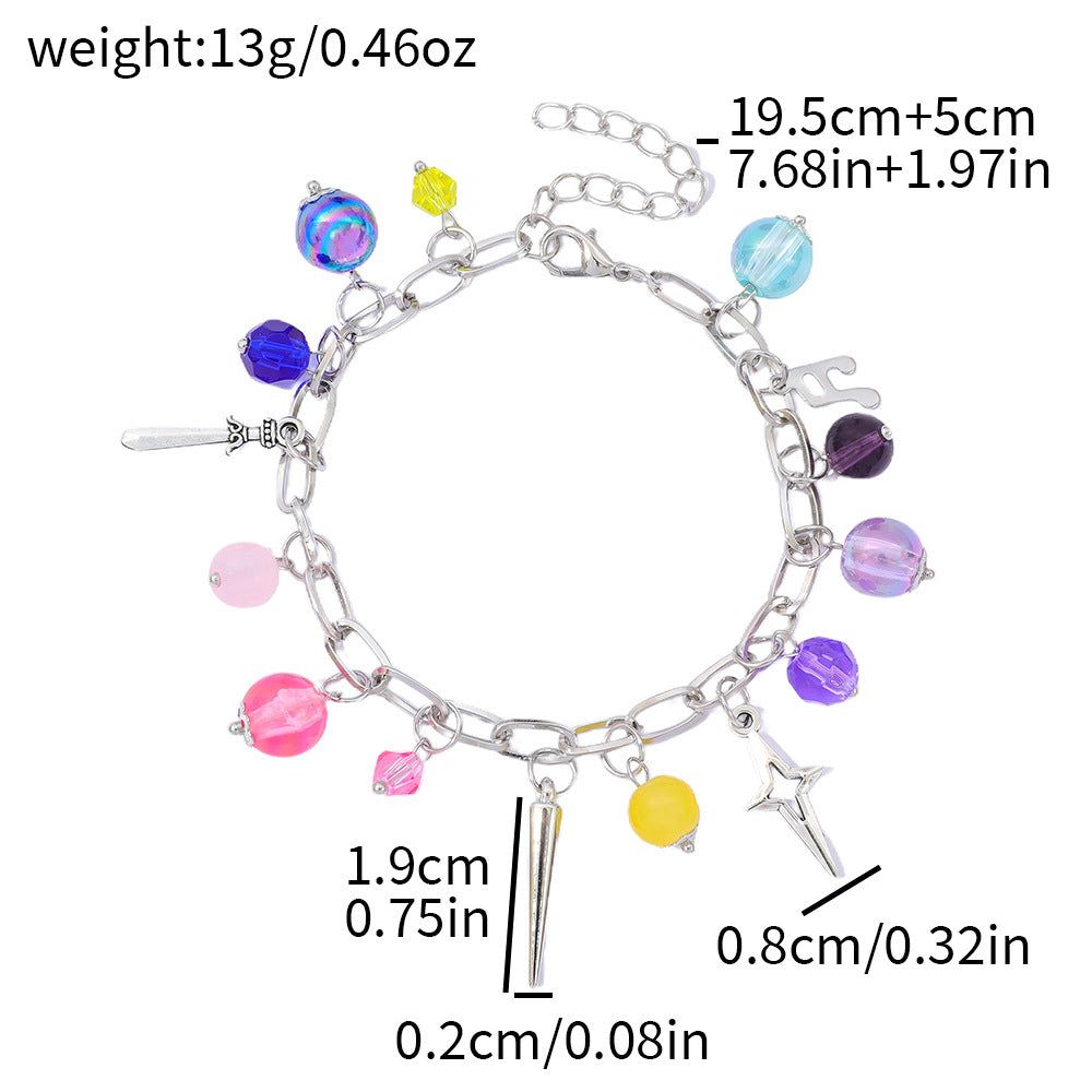 Veile Studios Cartoon Anime: Demon Slayer Girl Group Bracelet Fashion Diy Beaded Alloy Drip Oil Jewelry