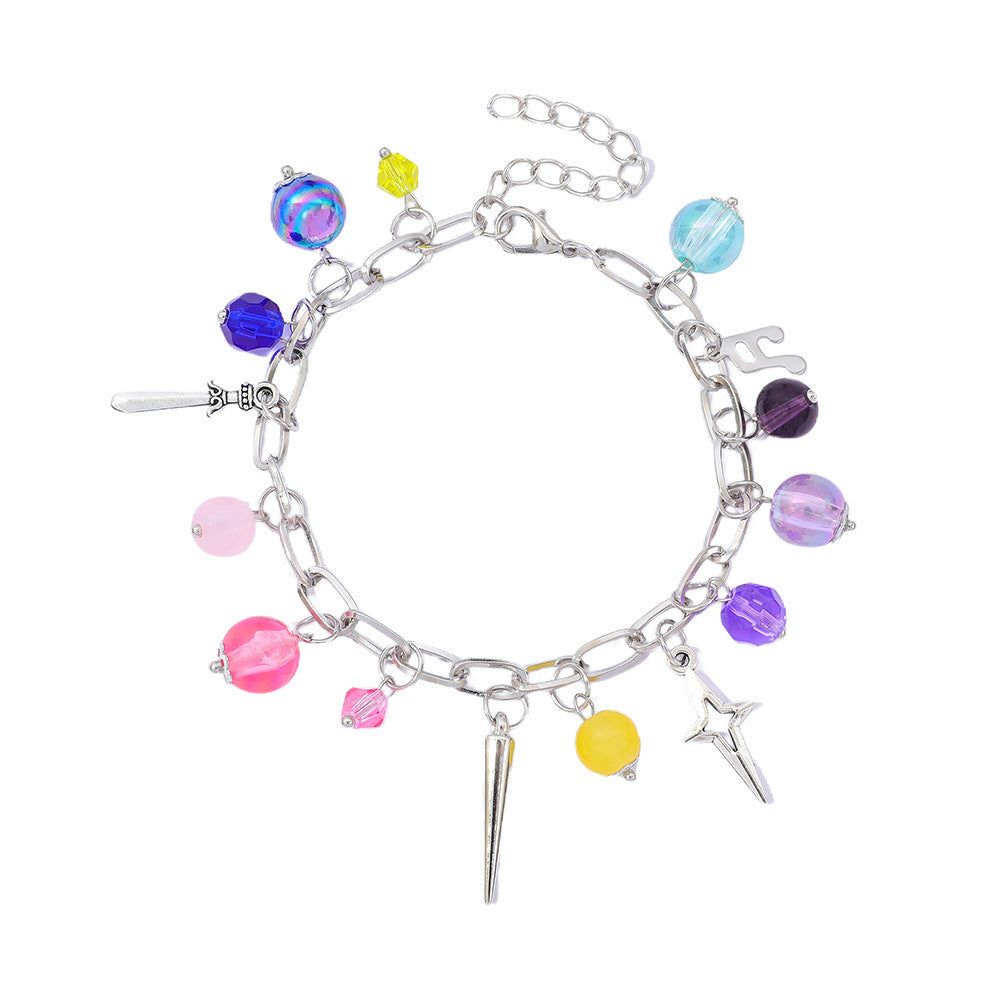 Veile Studios Cartoon Anime: Demon Slayer Girl Group Bracelet Fashion Diy Beaded Alloy Drip Oil Jewelry