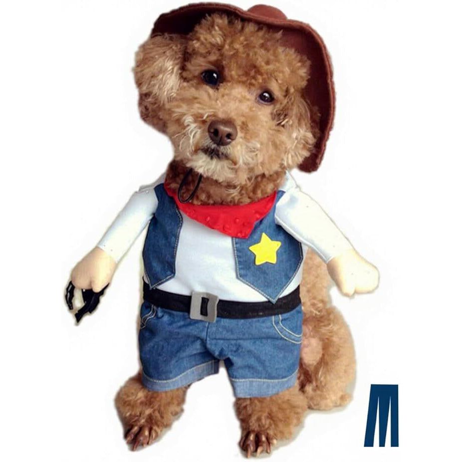 Small Dog Cowboy Costume With Hat Large Size Western Pet Outfit (2Pcs)