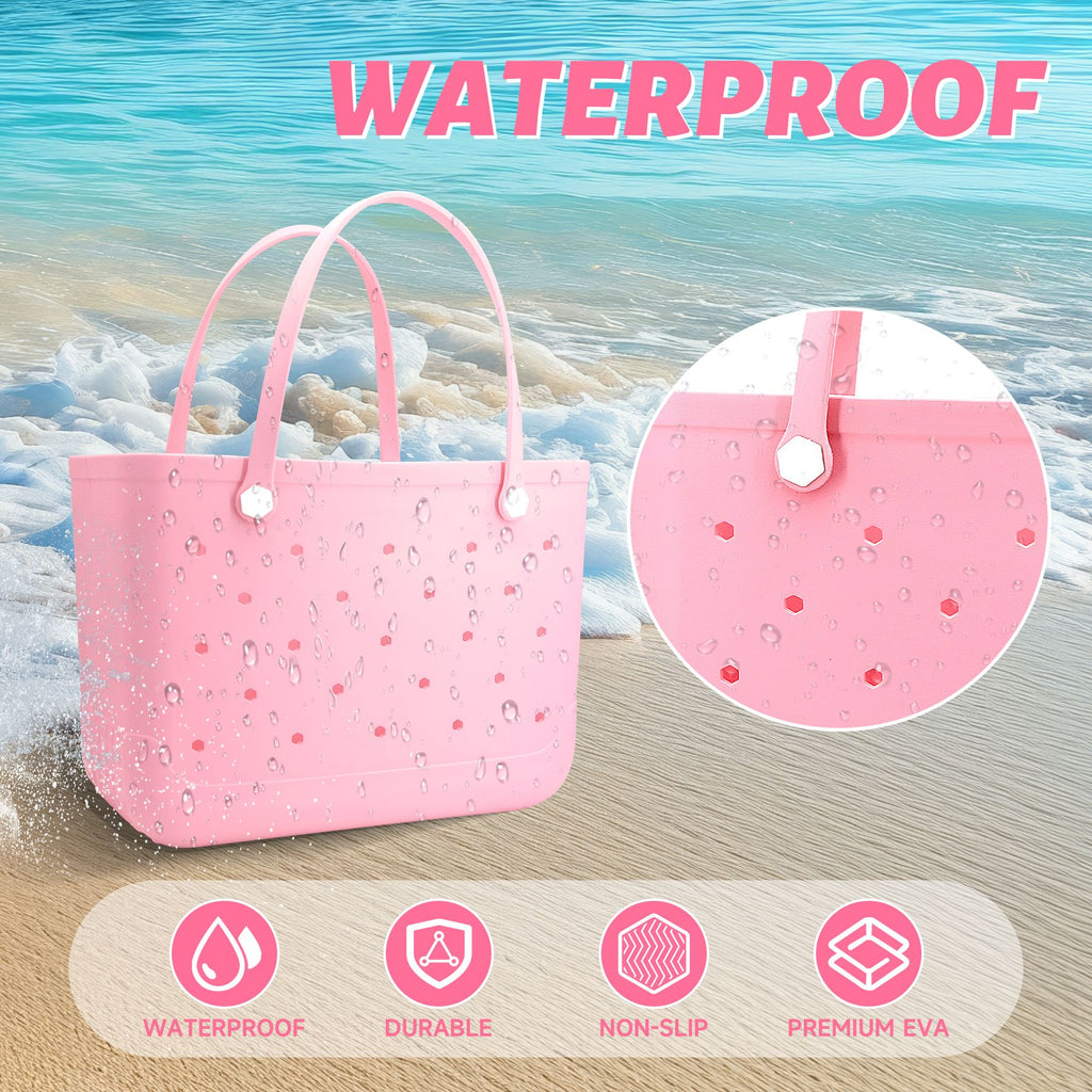 Waterproof Hexagon Mesh Beach Bag - Large Capacity Travel Storage Tote for Swimwear Towel Sunglasses - Flesh Pink Large 48x34x24cm