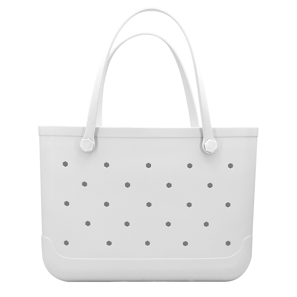 Waterproof Hexagon Mesh Beach Bag - Large Capacity Travel Storage Tote for Swimwear Towel Sunglasses - White Large 48x34x24cm