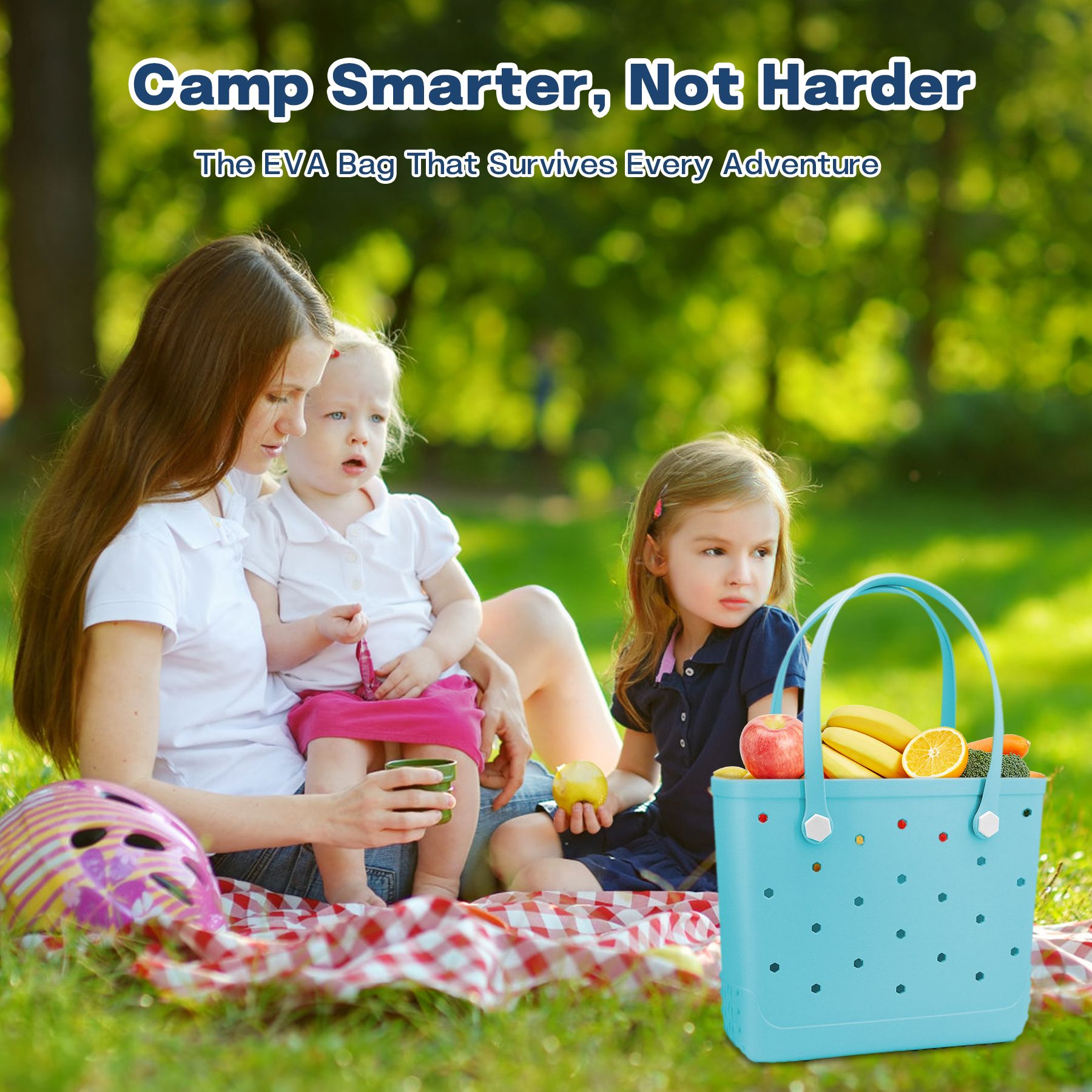 Waterproof Hexagon Mesh Beach Bag - Large Capacity Travel Storage Tote for Swimwear Towel Sunglasses - Light Blue Medium 37x32x13cm
