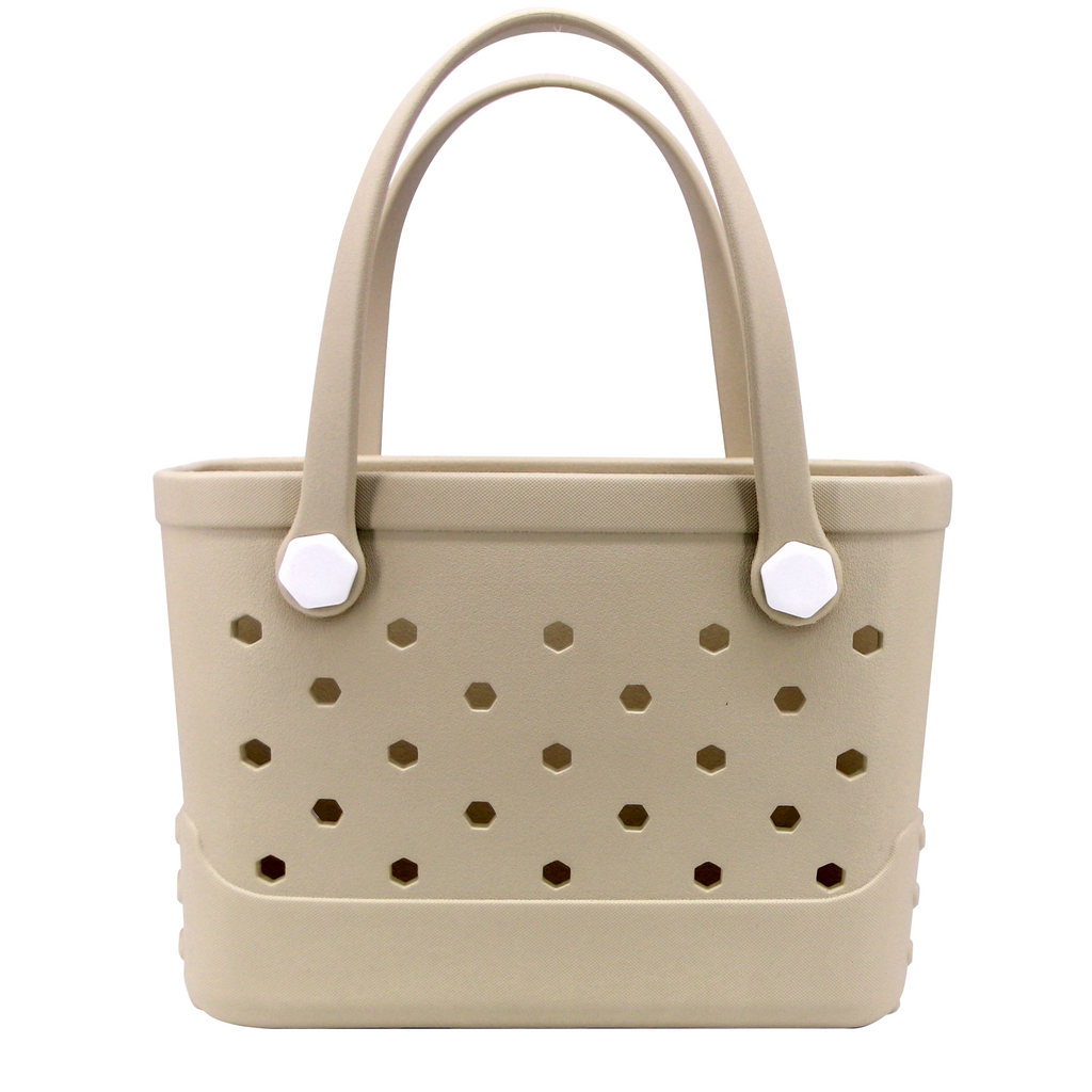 Waterproof Hexagon Mesh Beach Bag - Large Capacity Travel Storage Tote for Swimwear Towel Sunglasses - Apricot Small 28x21x11cm