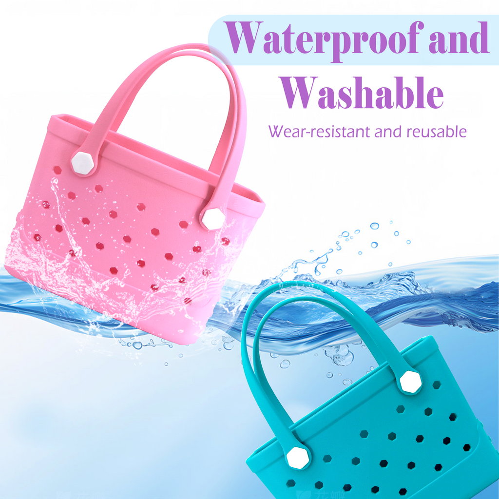 Waterproof Hexagon Mesh Beach Bag - Large Capacity Travel Storage Tote for Swimwear Towel Sunglasses - Pink Small 28x21x11cm