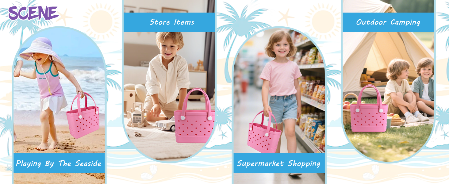 Waterproof Hexagon Mesh Beach Bag - Large Capacity Travel Storage Tote for Swimwear Towel Sunglasses - Rose Red Small 28x21x11cm