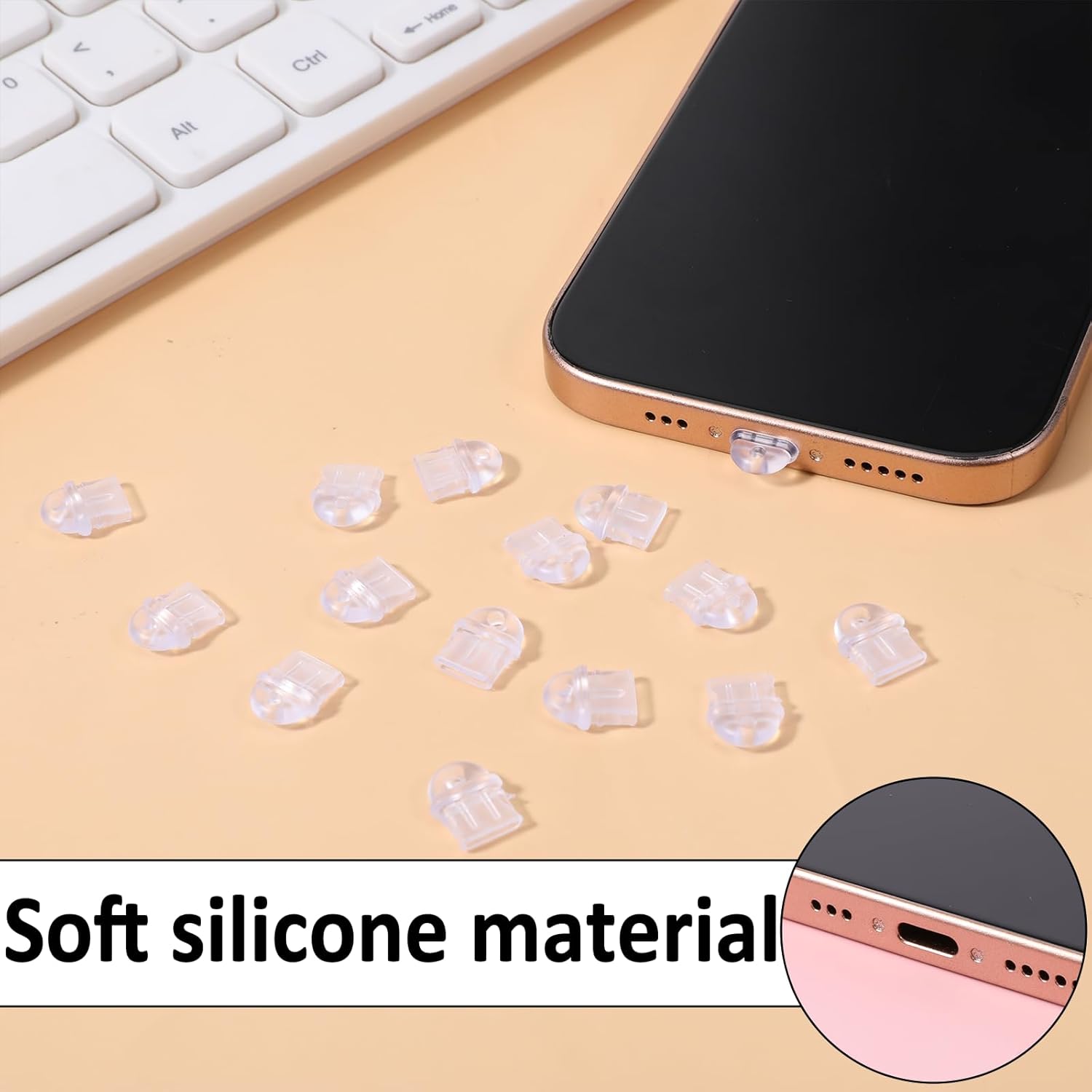 50 Pcs USB C Dust Plug Transparent Type C Plug Cover Charging Port Caps USB-C Port Cover Anti Dust Covers Plugs Covers Protector Compatible with Most Type-C Devices Smart Phones Laptops