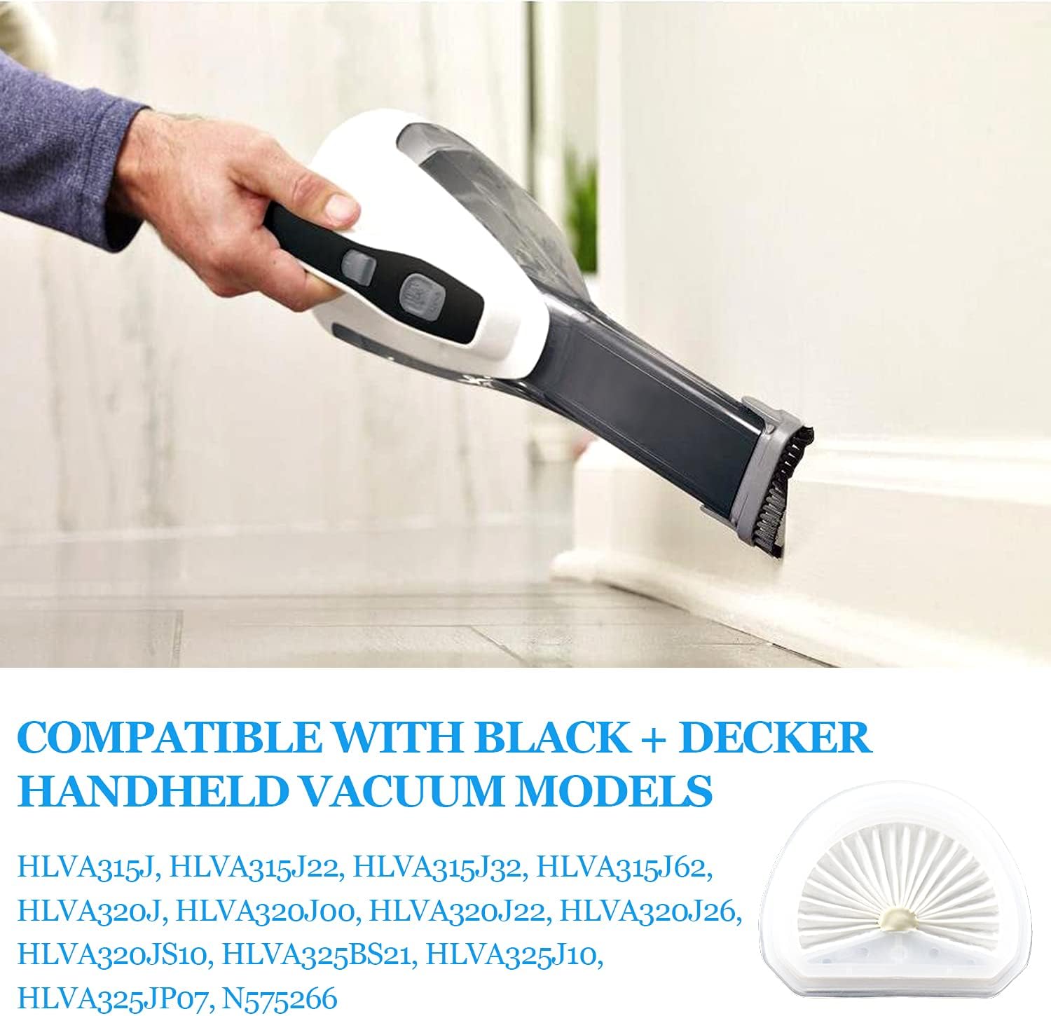 VLPF10 Filter Replacement Compatible with Black and Decker Dustbuster Hand Vacuum Replace Model # HLVA315J HLVA320J00 N575266 (4 Pack)