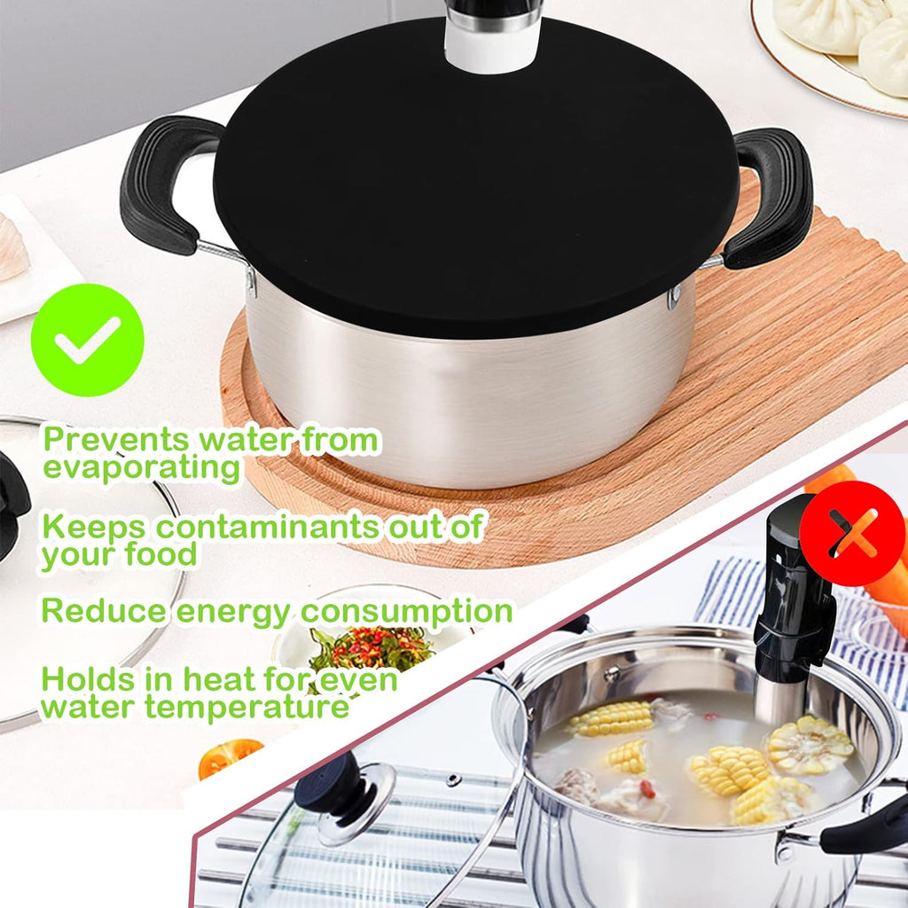 Sous vacuum and Vide Lid Cooking Sous vacuum and Vide Cooker Fits Up to 10.5" Pot, Prevent Water Evaporation and Retain Flavor for Stock (black)