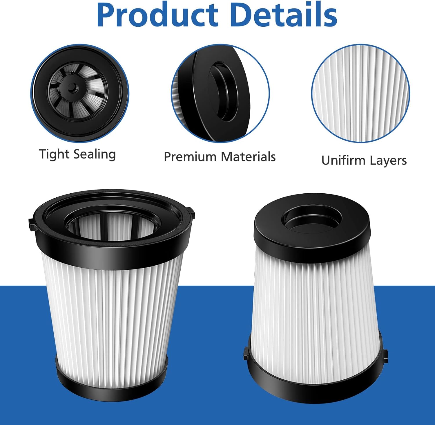 6 Pack FSV001 HEPA Filter Compatible with Fabuletta FSV101, FSV001, Girnoor G160&G165, Afodd A300, Lubluelu 202, Oraimo OSV-102/225A, Besswin W26 Cordless Stick Vacuum Cleaners, Nequare Vacuum S181