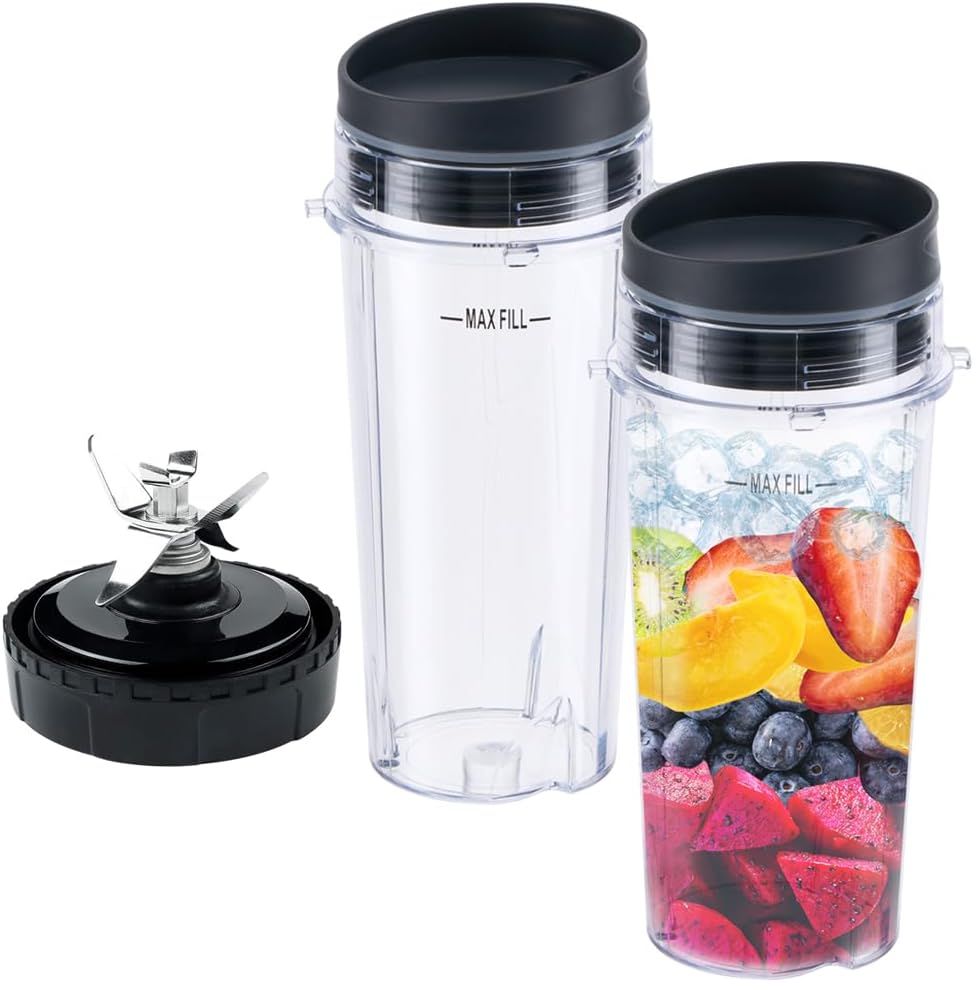 Replacement Parts for Nutri Ninja, 6Fin Blender Male Blade and cups Set for Blender BL660 BL770 BL780 BL740 etc. (5-pack)