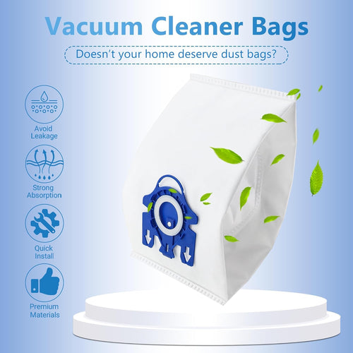 10 Packs 3D Airclean Bags Replacement for Miele GN Vacuum Cleaner Bags Fit for Miele Classic C2 C3 S2 S5 S8 S400 Series with Motor Protection Filters, AirClean Filters