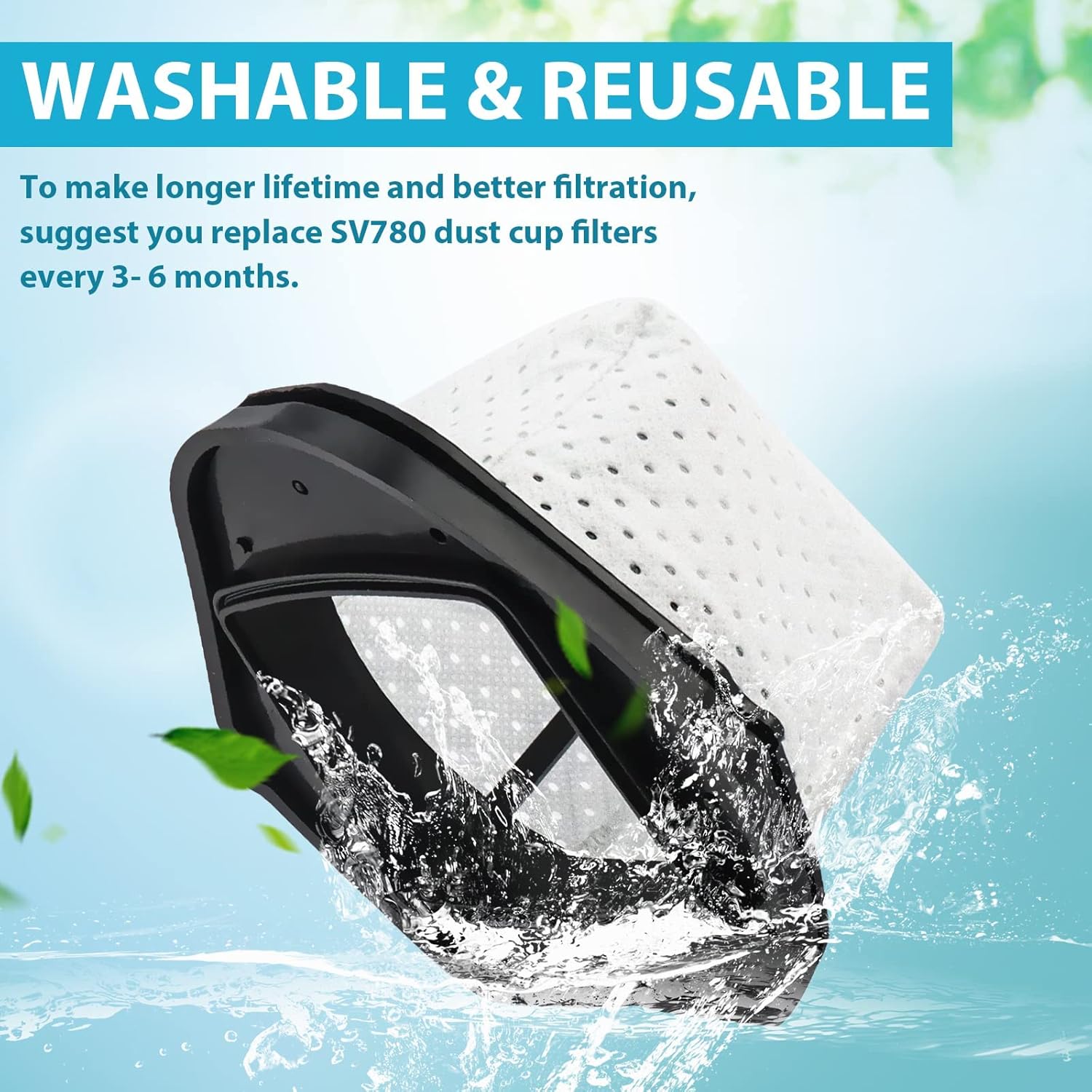 SV780 Dust Cup Filter Replacement Compatible with Shark Cordless Hand Vacuum SV75Z SV728N SV726N Directly Replaces Part # XF769, XSB726N Pack of 6 with 1 Pcs Cleaning Brush