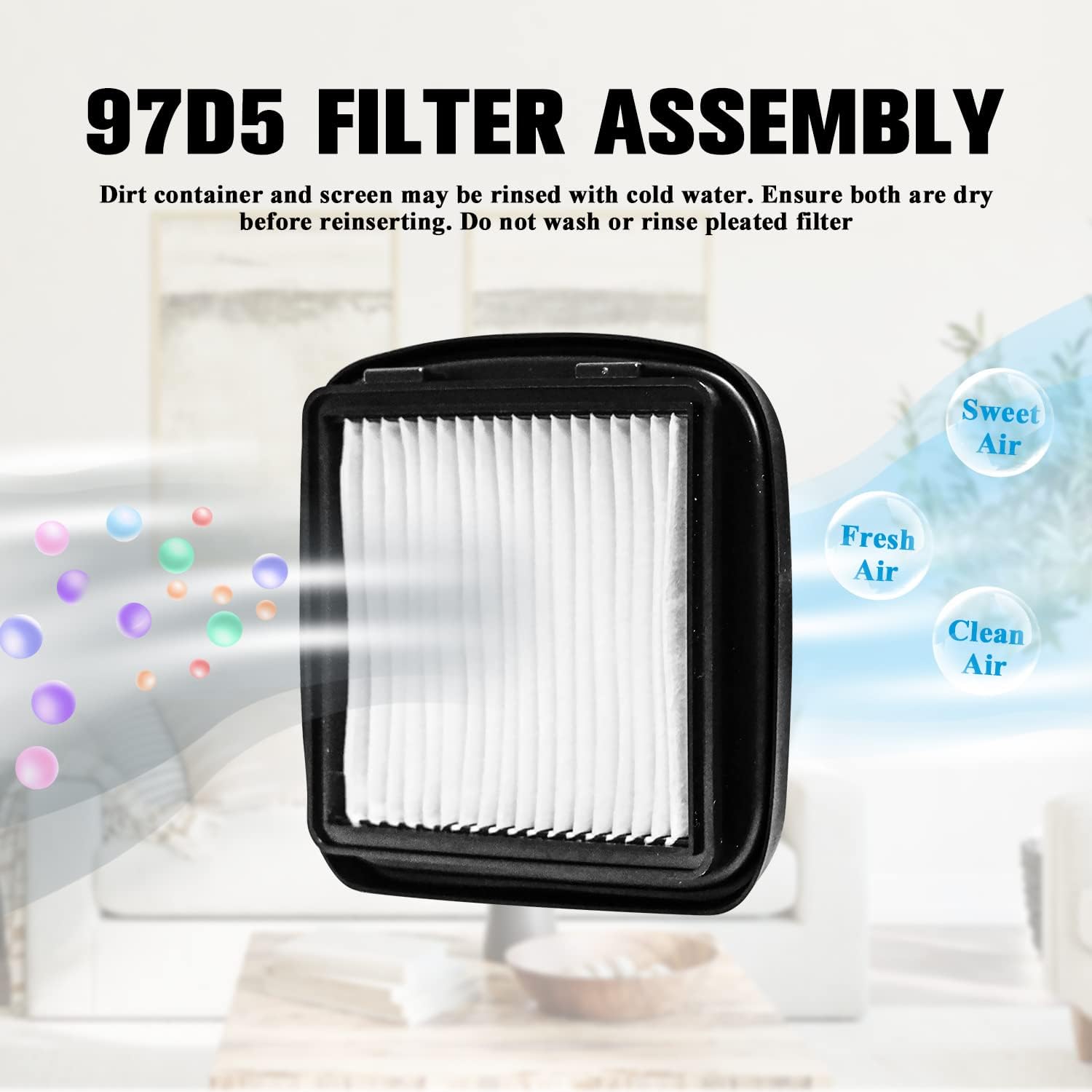 97D5 Pet Hair Eraser Filter Replacement for Bi-ssell Pet Eraser Corded Hand Vacuum 33A1B 33A1 33A1W 27K6, Replaces Part # 203-7416 203-1432 2031432, 4 Pack & 1 Brush