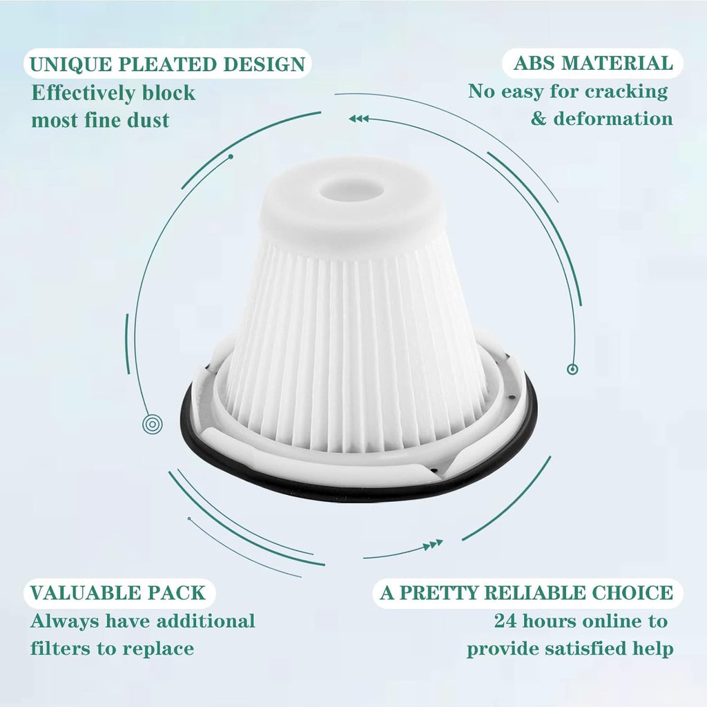 Replacement for BLACK & DECKER Hand Vacuum Filter compatible with VF200SP BDH2000SL/BDH1800S Vacs, Replace Part # 90543043-01, 4 * Black Decker vacuum filters, 1 Cleaning Brush By