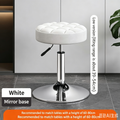 Nappa Leather Adjustable Swivel Bar Stool - 360° Rotation Gas Lift Counter Chair with White Mirror Base - Modern Vanity Seat for Kitchen Island Home Pub