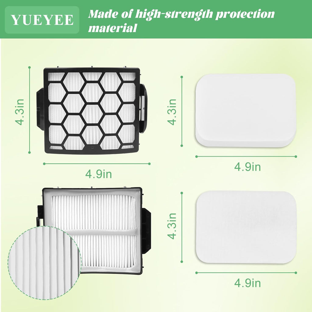 Filter Replacement for Shark UV850 UV900 UV950 LA492 Rotator Lift-Away ADV DuoClean PowerFins Upright Vacuum, Part XHF320 and XFFK602UKT, 4 Foam 2 HEPA