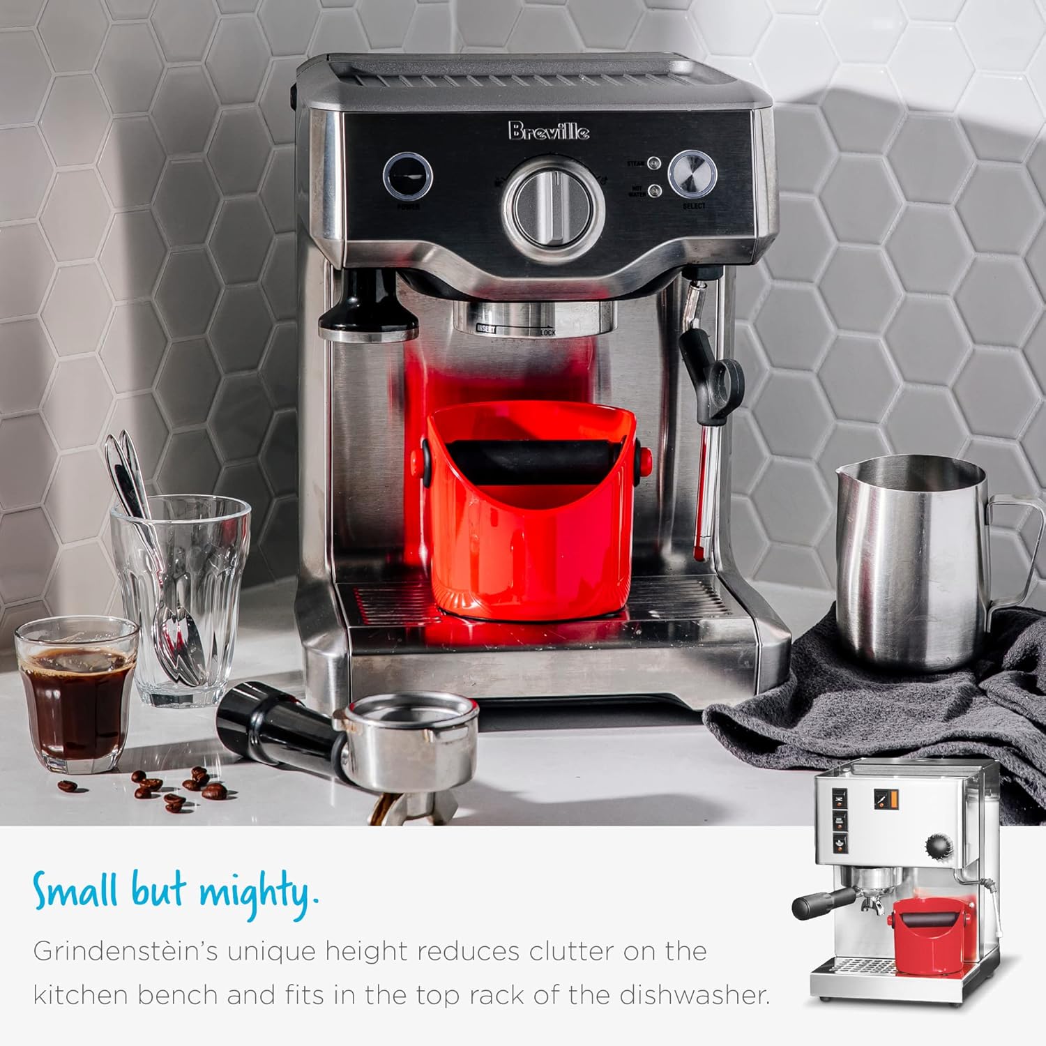 Grindenstèin Sturdy, Compact, Modern Space-Saving Espresso Coffee Grind Knock Box - Black
