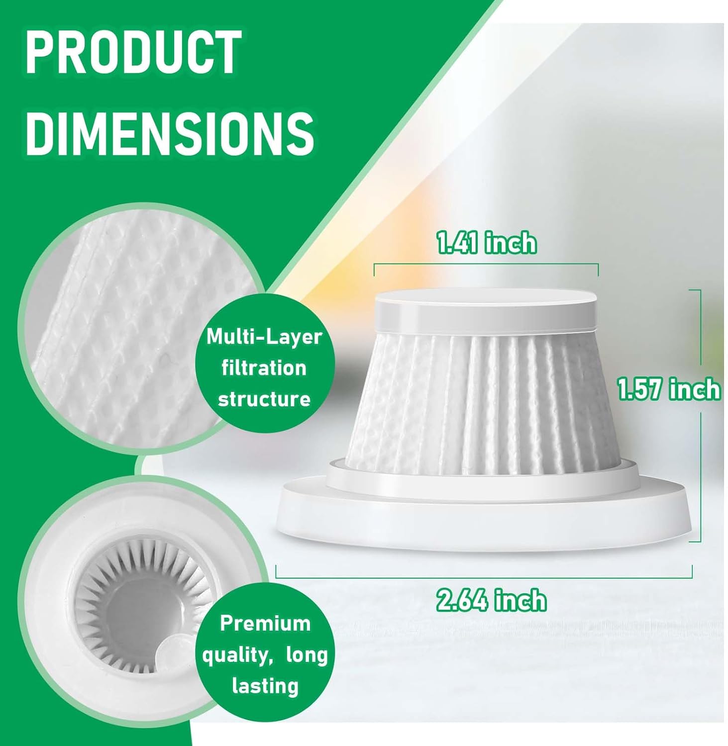 Replacement HEPA Filters Compatible with Horsepower Duck Vacuum Cleaner as Seen on TV, 4-Pack High-Efficiency Filtration, Washable Filters Compatible with Horsepower Duck Handheld Vac as Seen on TV