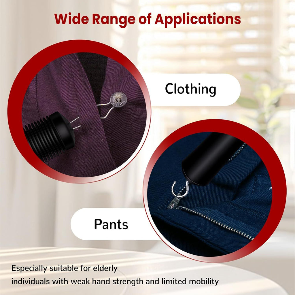 Button Hook with Zipper Pull, Button Assist Tool, Button Hook for Seniors, Disabled, Limited Hand Mobility, One Handed Button Helper Tool, Gifts for People with Disabilities, Easy to Use