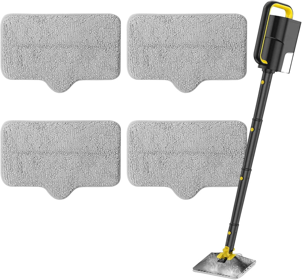 Steam Mop Pads Compatible with ScrubWiz & LABIGO Steam Mop Cleaner - Washable and Reusable Microfiber Replacement Mop Pads for Cleaning Floors and Carpets, 4 Pack