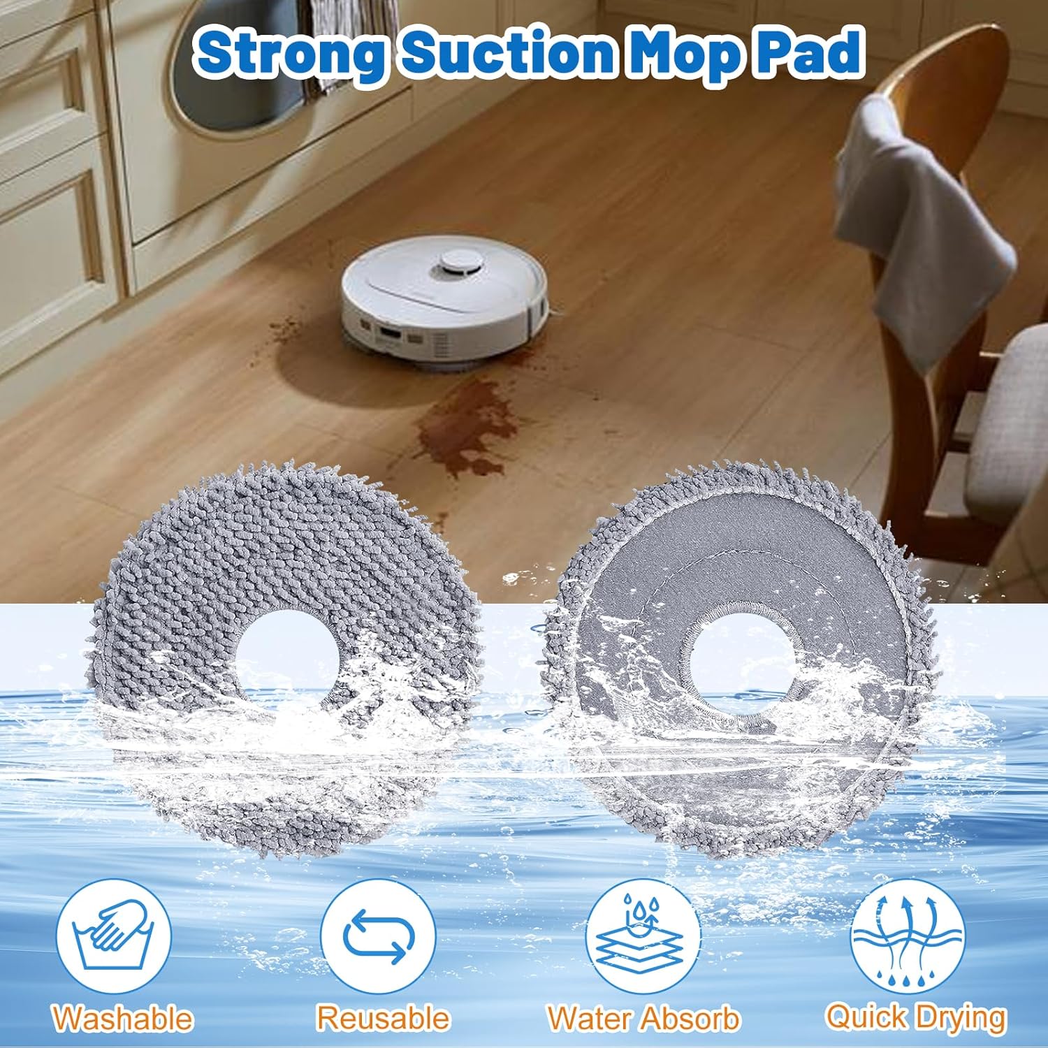 QV35A Replacement Parts for Roborock QV 35A/ QV 35S Robot Vacuum Accessories Kit with 1 Roller Brushes, 4 Mop Pads, 4 Dust Bags, 4 Filters, 4 Side Brushes,1 Cleaning Brush,1 Screwdriver -19Pack