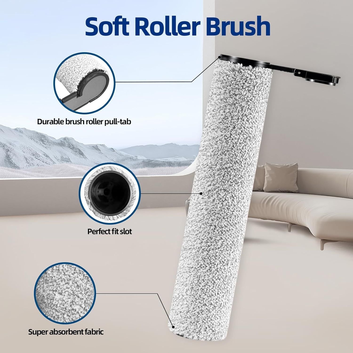 Soft Roller Brush and Vacuum Filter Replacement Compatible with Roborock F25/ F25 ACE/ F25 ALT/ F25 LT/ F25 RT Cordless Wet Dry Vacuum Cleaner, 1 Roller Brush + 3 Filters + 1 Cleaning Brush