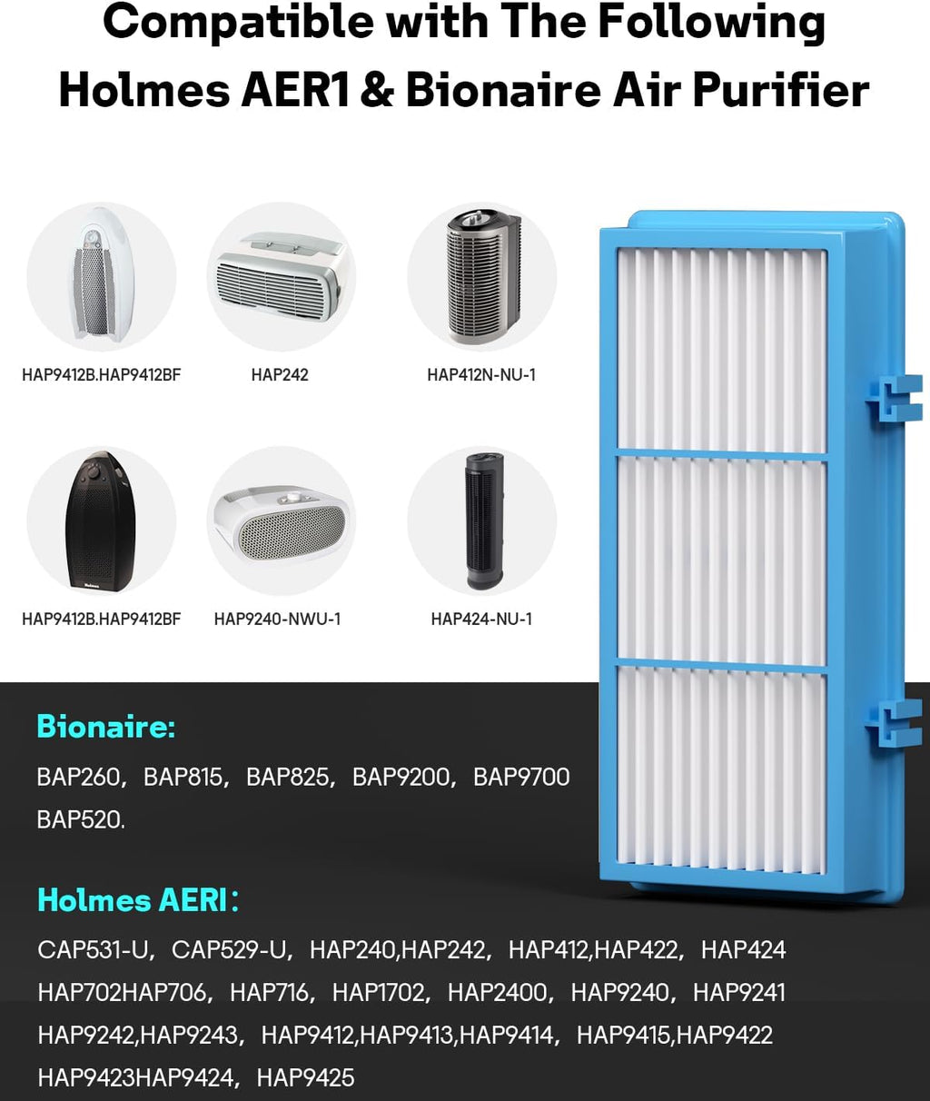 Aer1 Filter Replacement for Holmes Air Purifiers, 2 True HEPA Filters + 4 Carbon Booster Filters, HAPF30AT