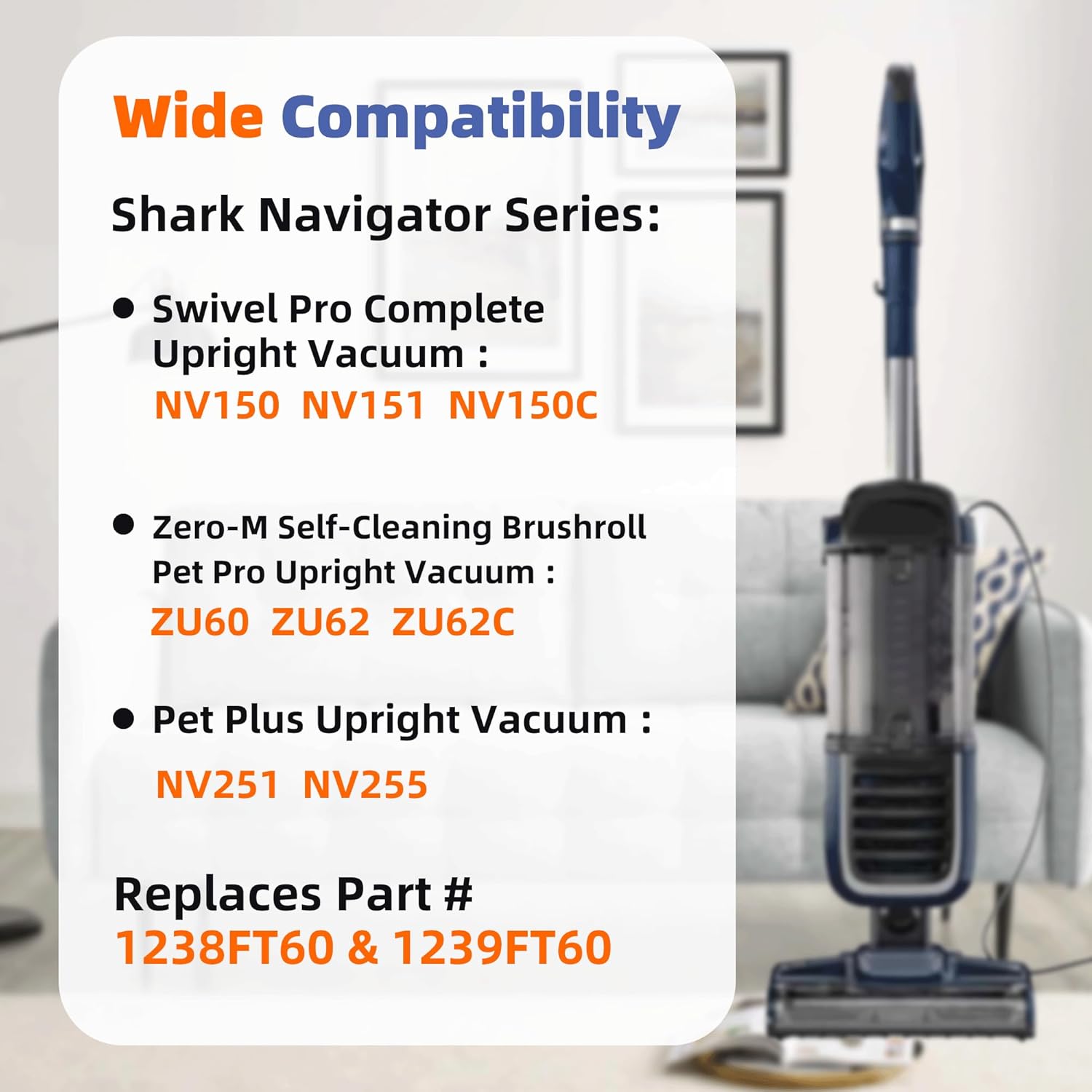 6 Foam Filter + 2 Hepa Filter Replacement for Shark ZU62 ZU60 NV255 NV150 NV251 NV151 Navigator Rotator Pet Pro Upright Vacuum Part 1238FT60 1239FT60