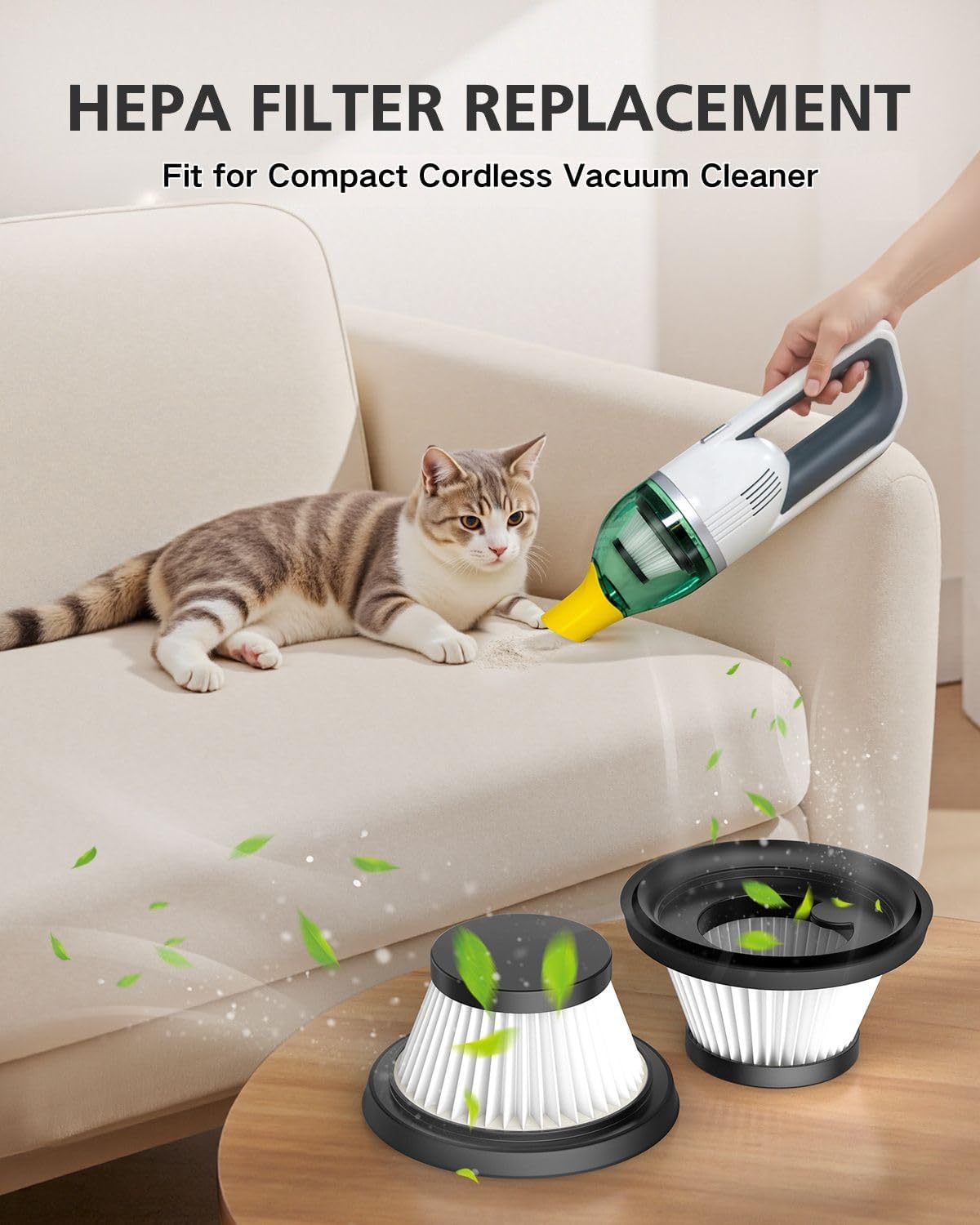 6 Pack HEPA Vacuum Filter Replacement Compatible with Compact Cordless Vacuum Cleaner as Seen on TV, Washable and Reusable Vac Replacement Parts