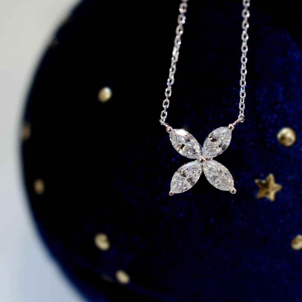 S925 Sterling Silver 4-Leaf Clover Zircon Pendant Necklace 2-Pack - 18K Gold + White Gold Plated Lucky Charm Chain for Women - Delicate Daily Wear Jewelry