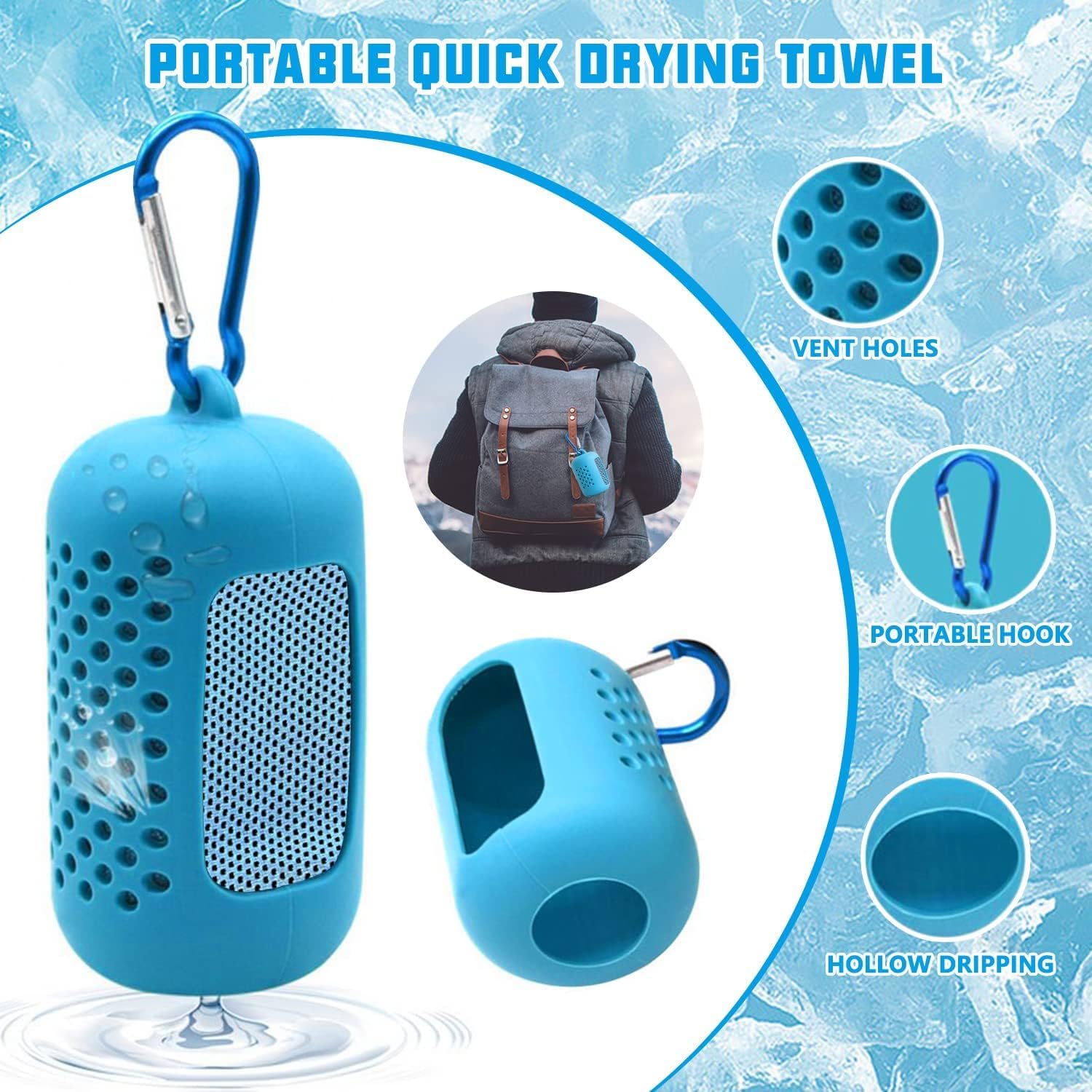 4 Pcs Cooling Towel (31.4"x 11.8"), Ice Towel,with Portable Towel Silicone Bag, Soft Breathable Chilly Towel Stay Cool for Yoga, Sport, Gym, Camping, Fitness, Running & More Activities (Multicolor)