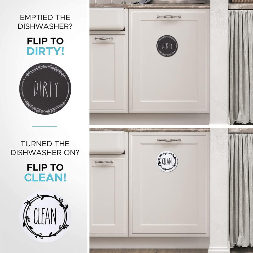 Dishwasher Magnet Clean Dirty Sign Farmhouse Dirty Clean Dish Washer Magnet Double Sided Universal Indicator with Magnetic for Kitchen Refrigerator