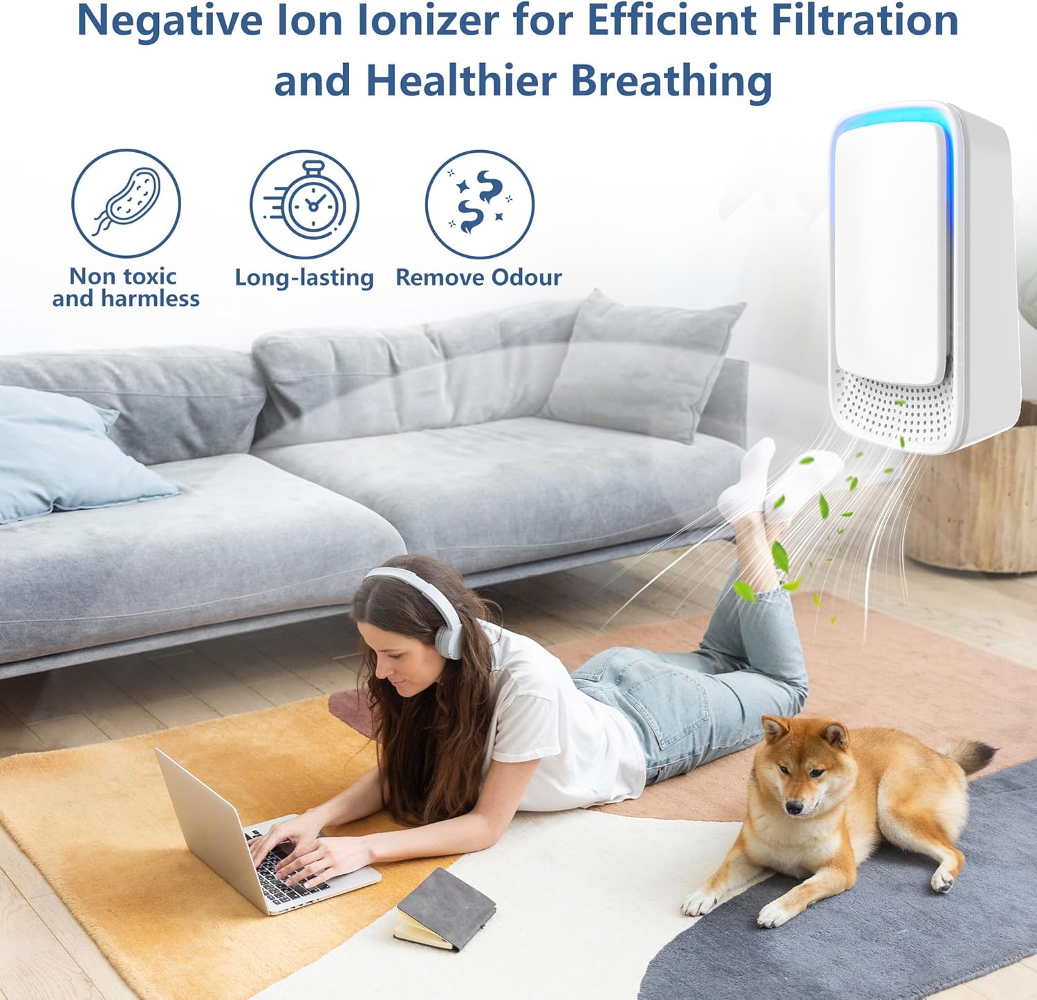 2x Plug In Negative Ion Air Purifier Ioniser Home Office Bedroom Quiet Mini