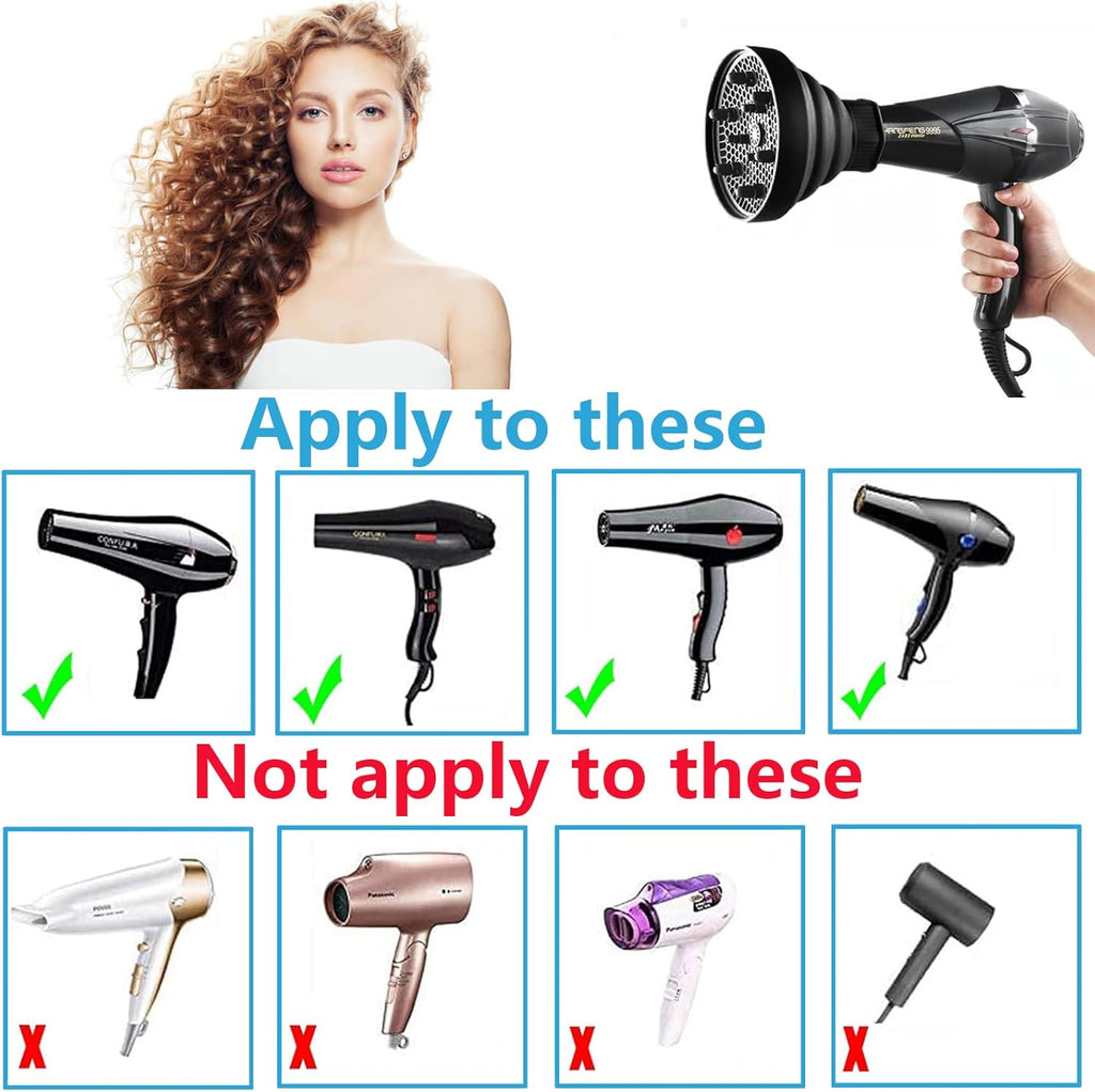 Hair Diffuser,Collapsible Hair Diffuser Portable,Diffuser Attachment for Hair Dryer,Hair Diffuser for Curly Hair,Hair Dryer Diffuser Attachment for Curly and Wavy Hair,for Most Hair Dryers (Black)