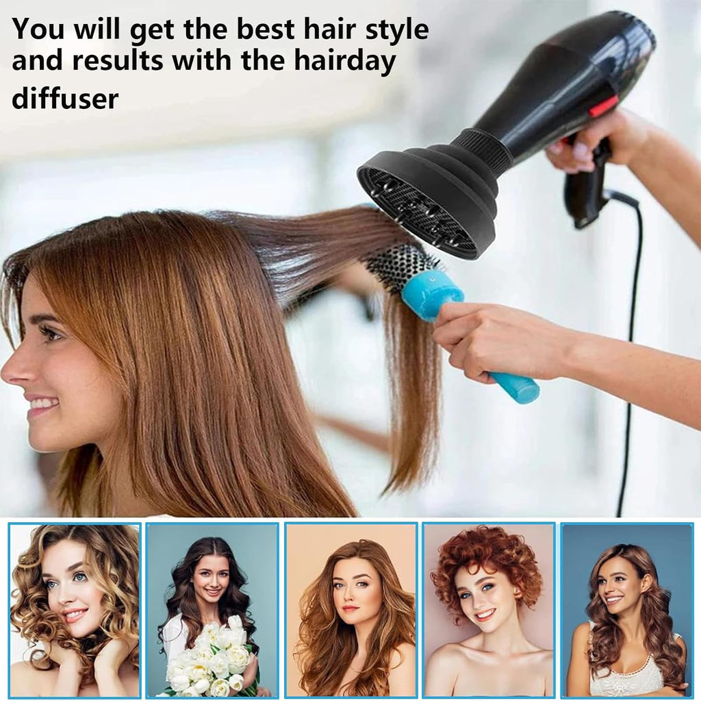Hair Diffuser,Collapsible Hair Diffuser Portable,Diffuser Attachment for Hair Dryer,Hair Diffuser for Curly Hair,Hair Dryer Diffuser Attachment for Curly and Wavy Hair,for Most Hair Dryers (Black)
