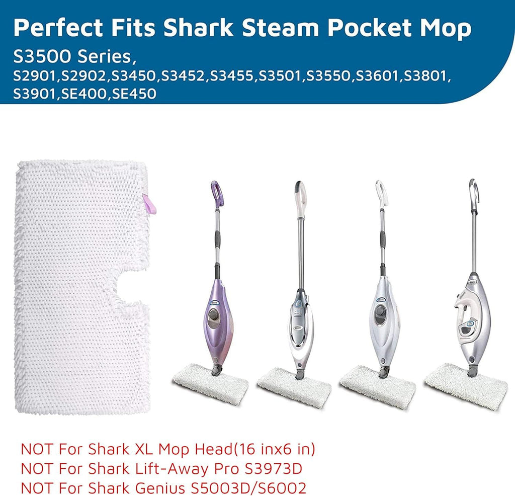 Steam Pocket Mop Replacement Pads or Shark S3500 Series S3501 S3601 S3550 S3901 SE450 S3801CO S3601D S2901 S2902 Steam Pocket Mop, 4 Pack