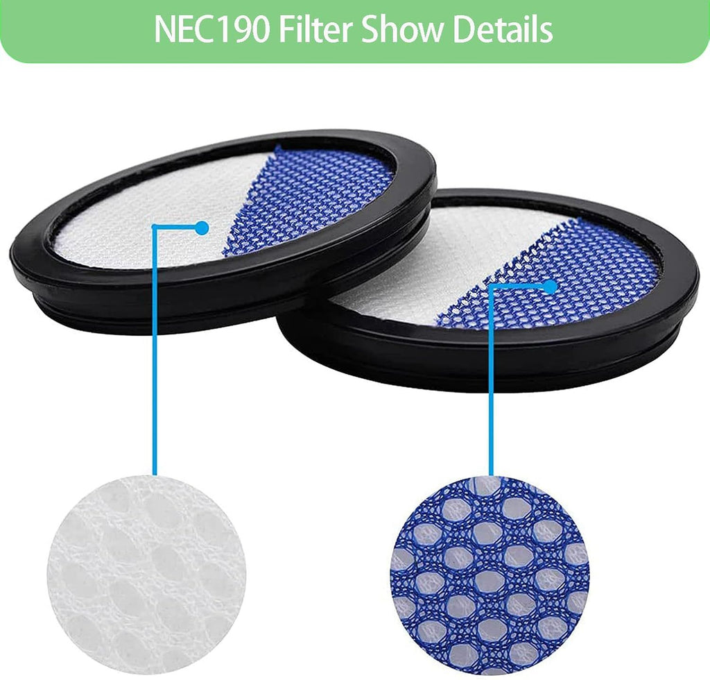 6 Pack Replacement ilters or Eureka RapidClean Pro Cordless Stick Vacuum Cleaner NEC180 NEC185 NEC186 NEC190