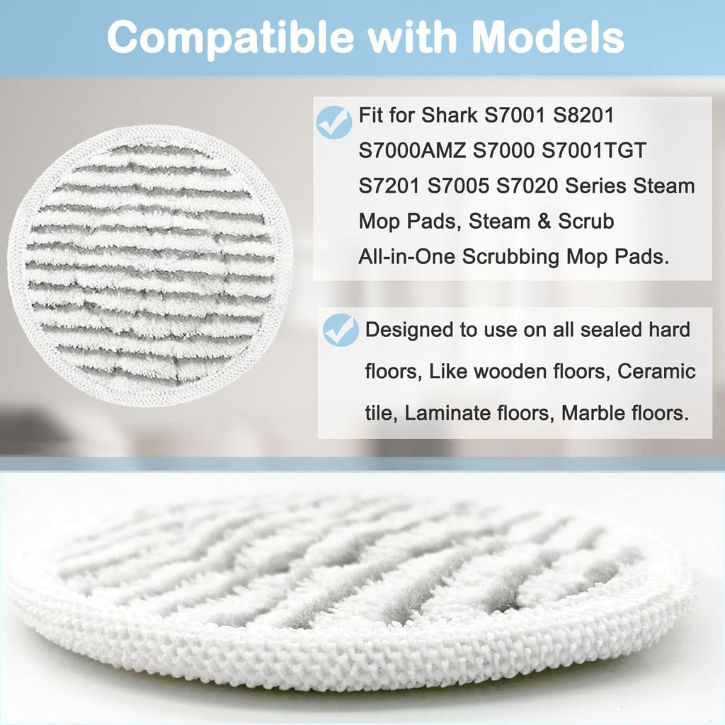 12 Pack Replacement Steam Mop Pads or Shark S8201 S7001 S8001 S7201 S7000AMZ S7000 S7005 S7020 S7001C Steam Mop, Steam & Scrub All-in-One Scrubbing and Sanitizing, Dirt Grip Scrub Washable Pad