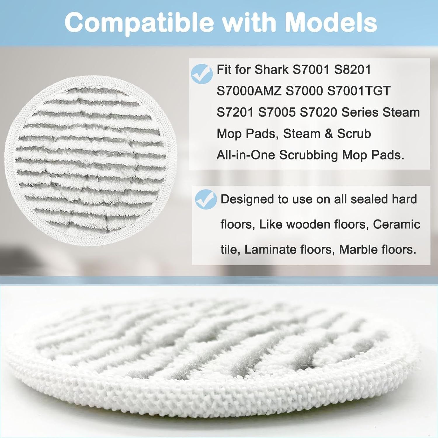 16 Pack S7001 Pads Replacement Steam Mop Pads or Shark S7001 S8201 S7201 S7000AMZ S8001 S7000 S7005 S7020 Series Steam Mop Pads,Steam & Scrub All-in-One Scrubbing Mop Pads,Compare Part #:XKITP7000