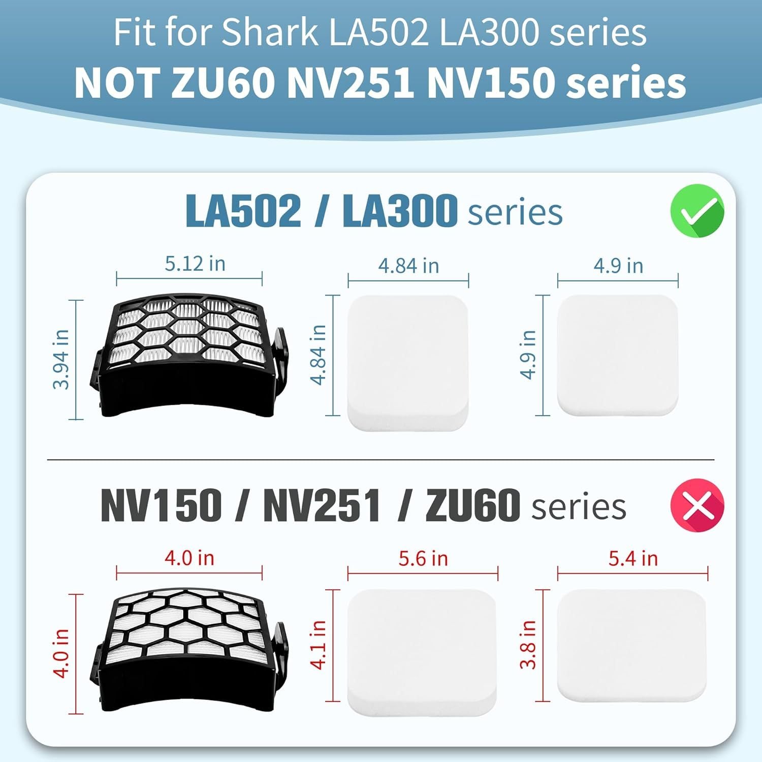 LA502 LA300 ilters Compatible with Shark Rotator Navigator Lit-Away ADV DuoClean Powerins Upright Vacuum LA300 LA301 LA322 LA502 Replaces Part # XK320 & XH320 hepa ilter