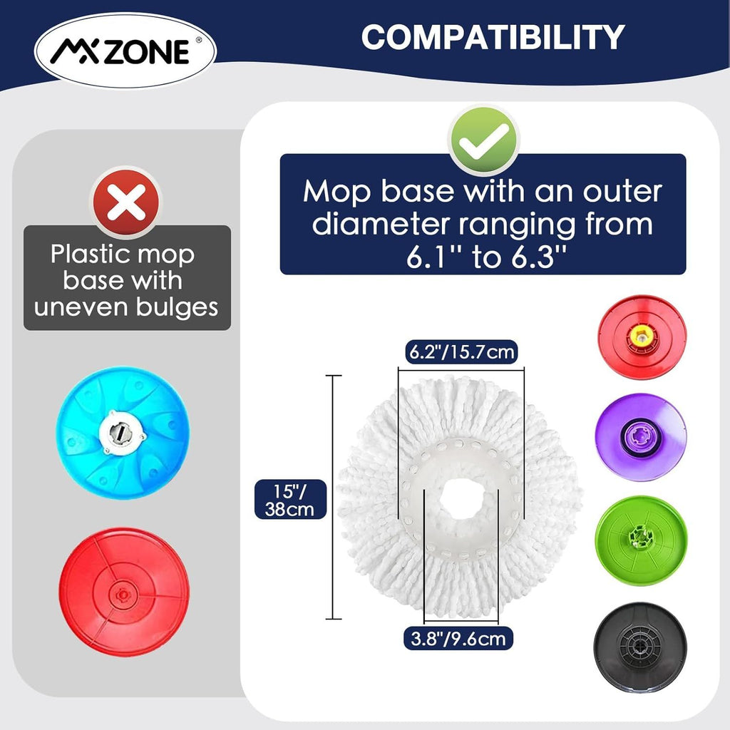 Spin Mop Replacement Head 5 Pack Magic Mop Reill or Hurricane 360° Systems, Microiber Spin Mop Head, Round Shape Standard Universal Size