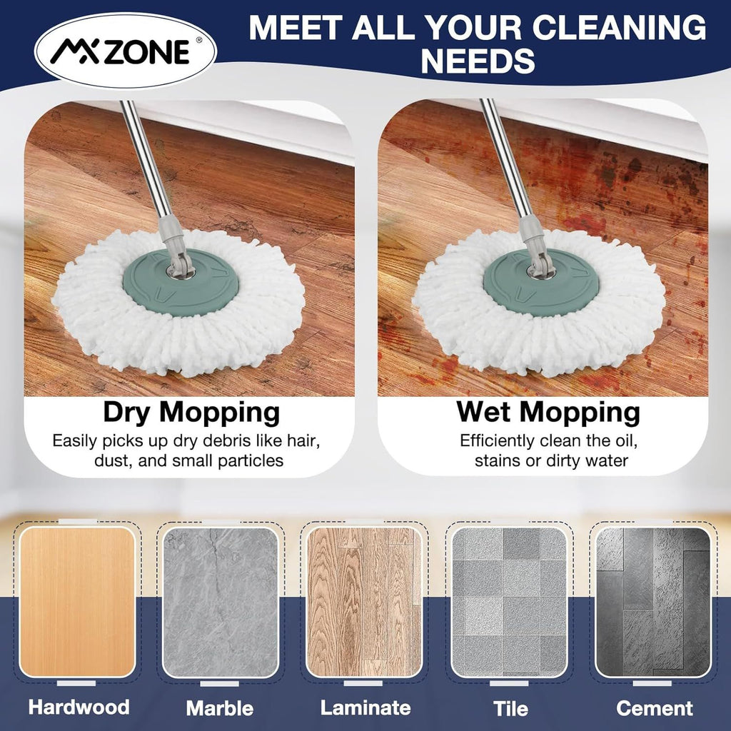 Spin Mop Replacement Head 5 Pack Magic Mop Reill or Hurricane 360° Systems, Microiber Spin Mop Head, Round Shape Standard Universal Size