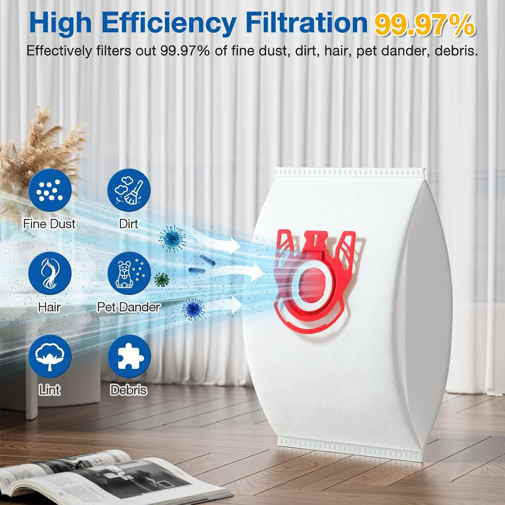 20 Pack 3D Airclean JM Vacuum Cleaner Bags Compatible with Miele JM Vacuum Cleaner, Compact C1, Compact C2, Complete C1, S241, S290, S300i, S500, S700, S4, S6 Series, Replaces Part 10123220