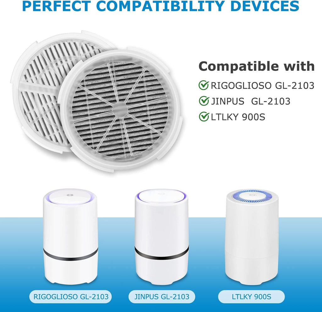 GL2103 Replacement ilter or RIGOGLIOSO GL2103, JINPUS GL-2103, LTLKY 900S Air Puriier, 2-in-1 HEPA ilters and Activated Carbon ilters (3-Pack)