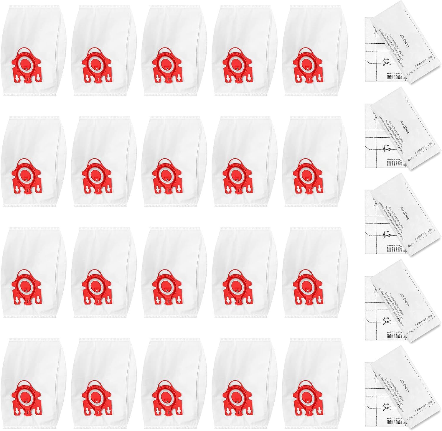 20 Pack 3D Airclean GN Vacuum Cleaner Bags and 20 Pack JM Vacuum Bags Compatible with Miele Canister Vacuum Cleaner