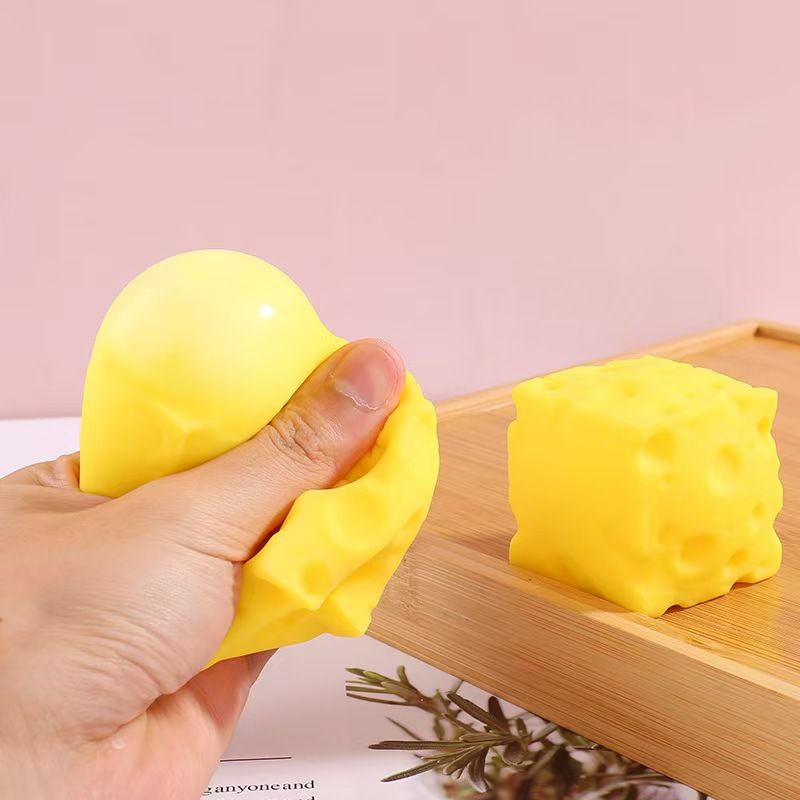 Squeeze Stress Relief Toy 3-Pack - Square Cheese Shape Slow Rebound Squishy Toy for Anxiety Relief - Soft PU Foam Decompression Toy - 5x5cm (3-Pack)
