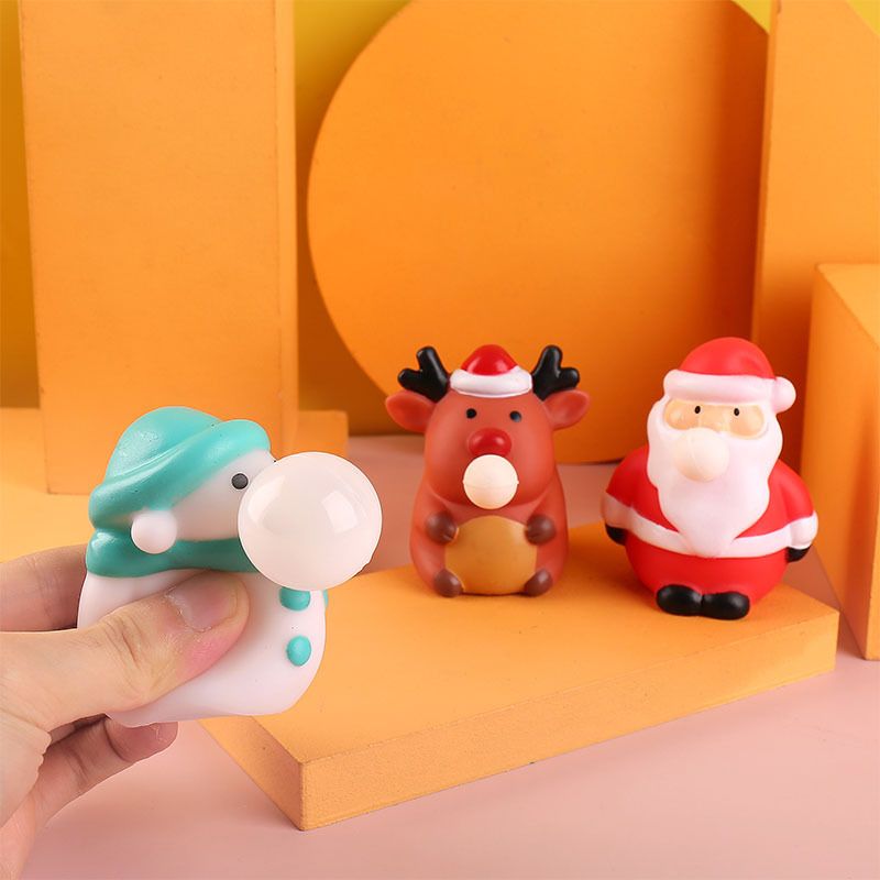Squeeze Bubble Pop Stress Relief Toy 3-Pack - Cartoon Squishy Figure for Anxiety Relief - Santa + Snowman + Reindeer (Mixed 3-Pack)
