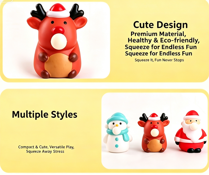 Squeeze Bubble Pop Stress Relief Toy 3-Pack - Cartoon Squishy Figure for Anxiety Relief - Christmas Santa Decompression Toy (3-Pack)