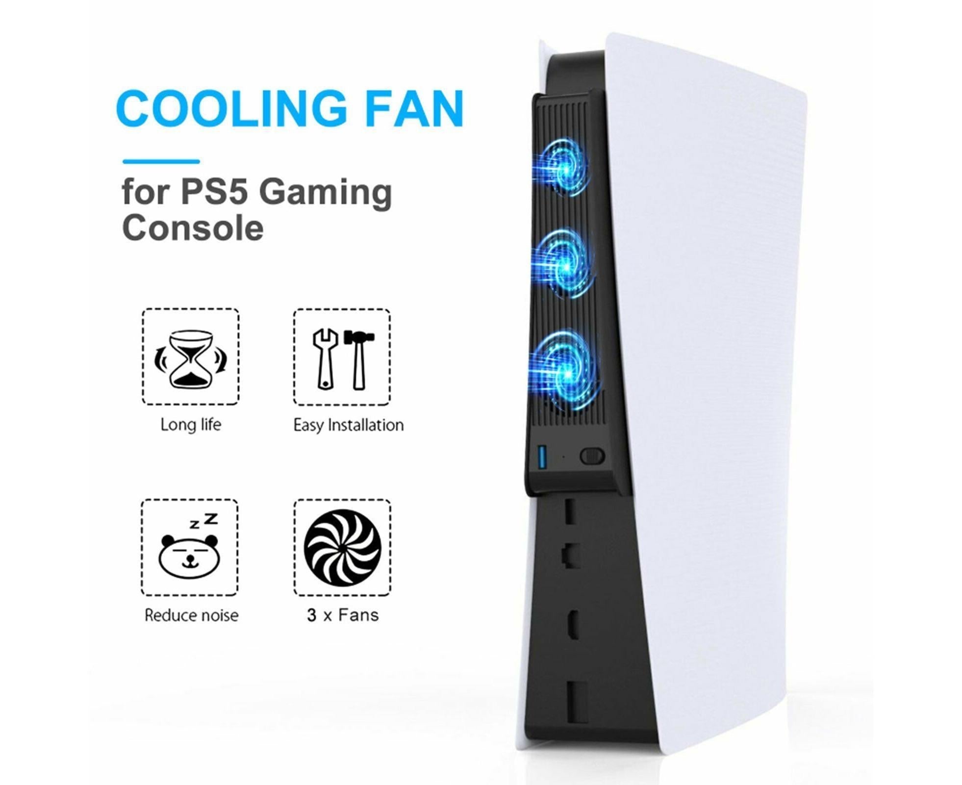 Portable 3 Fans Game Console Cooling Fan Playstation Accessories for PS5 DE/UHD Version Black