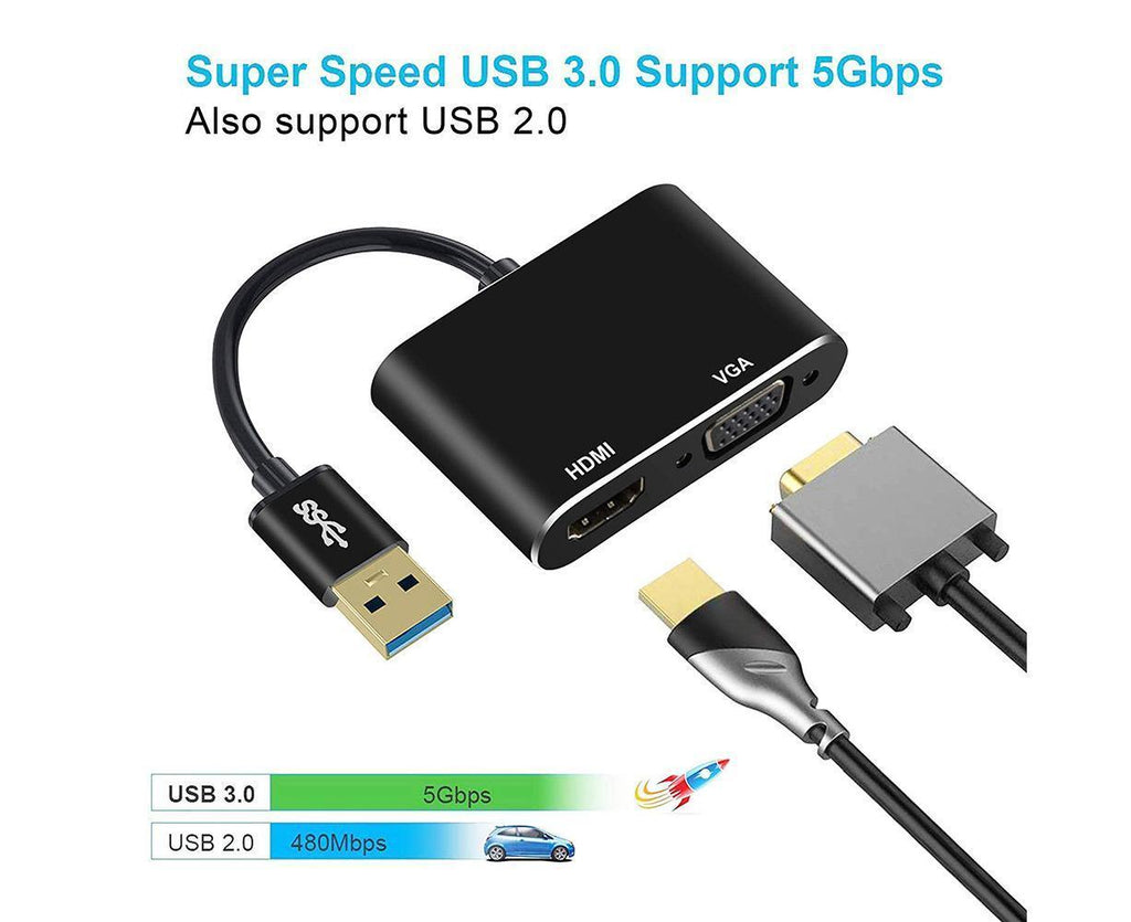 Super Speed USB 3.0 Type C DP to HDMI-compatible VGA Converter Adapter for Windows 10//8/7